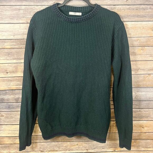 Mens Regular Fit Dark Green MNG Man Mango Pullover Knit Sweater Size Medium - Picture 1 of 4